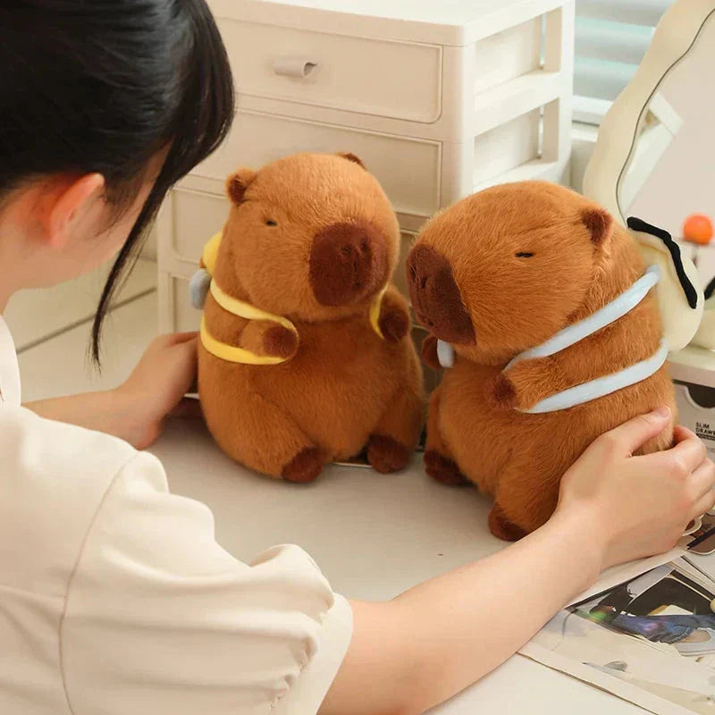 Cute Capybara Plush Toy with Mini Backpack