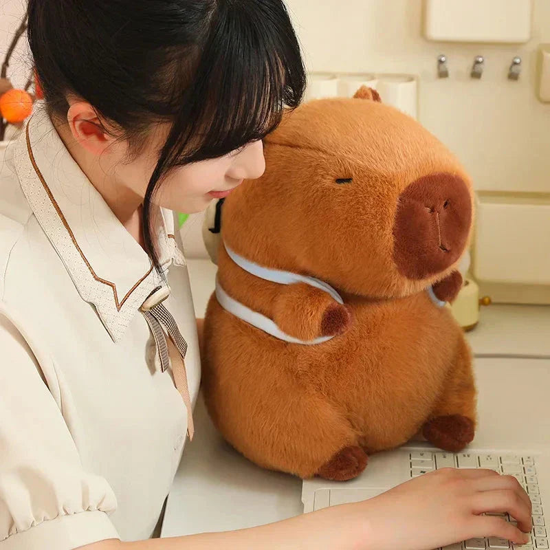 Cute Capybara Plush Toy with Mini Backpack