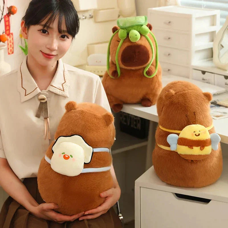 Cute Capybara Plush Toy with Mini Backpack