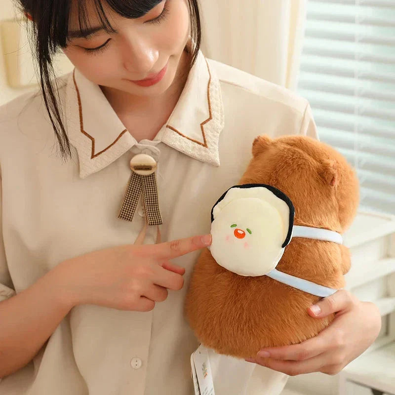 Cute Capybara Plush Toy with Mini Backpack