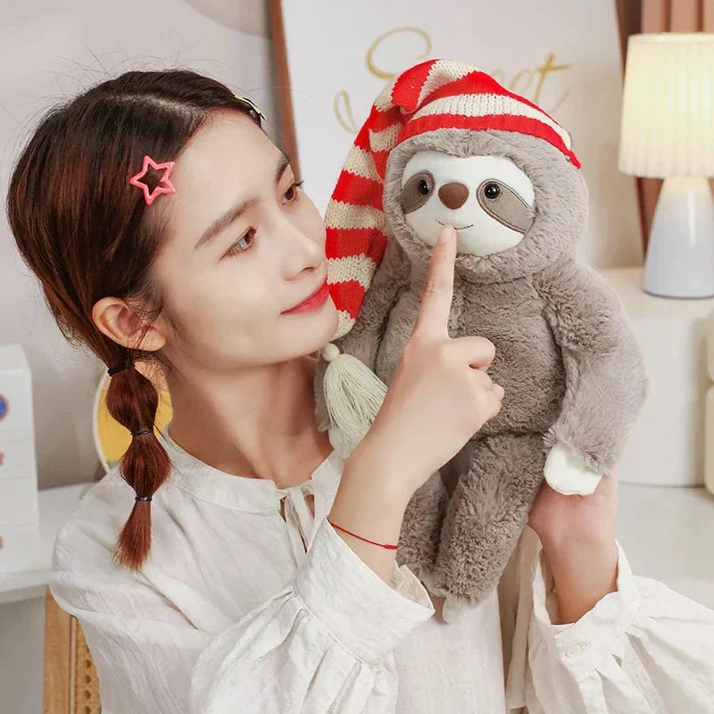 Cute Christmas Sloth Toy with Colorful Hat