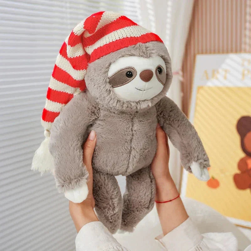 Cute Christmas Sloth Toy with Colorful Hat