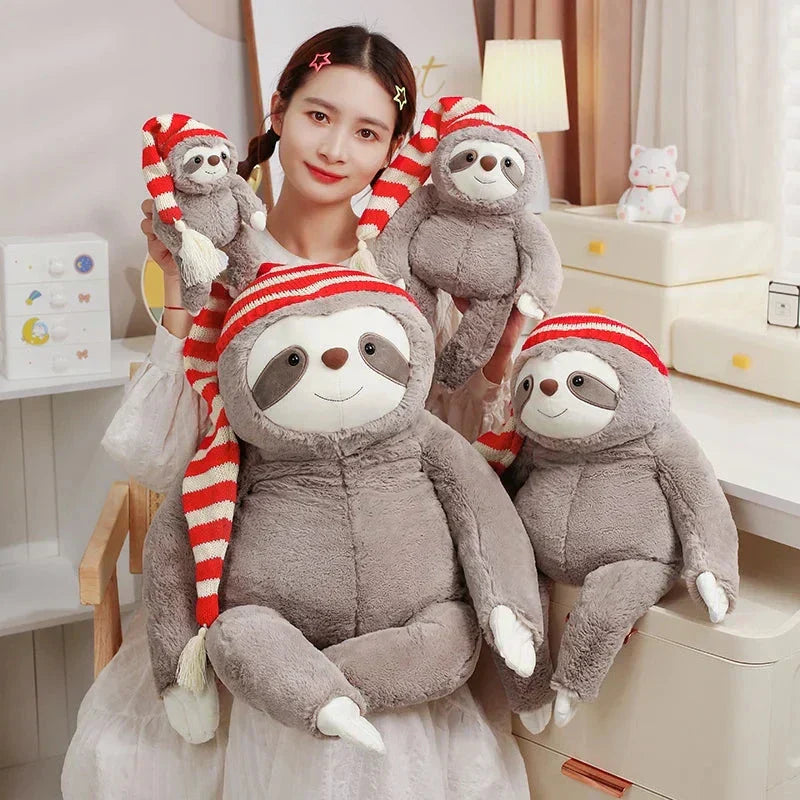 Cute Christmas Sloth Toy with Colorful Hat