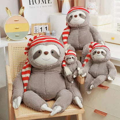 Cute Christmas Sloth Toy with Colorful Hat