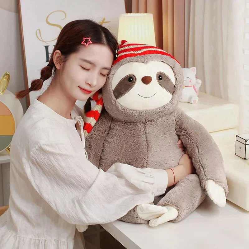 Cute Christmas Sloth Toy with Colorful Hat