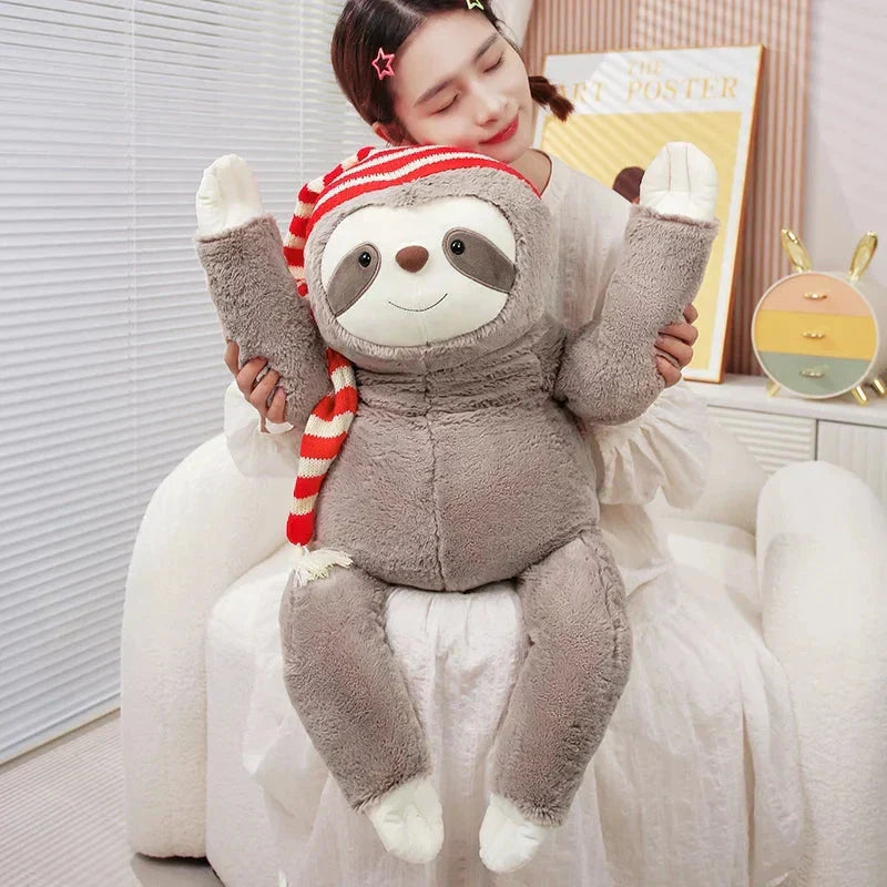 Cute Christmas Sloth Toy with Colorful Hat