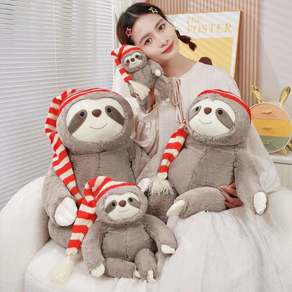 Cute Christmas Sloth Toy with Colorful Hat