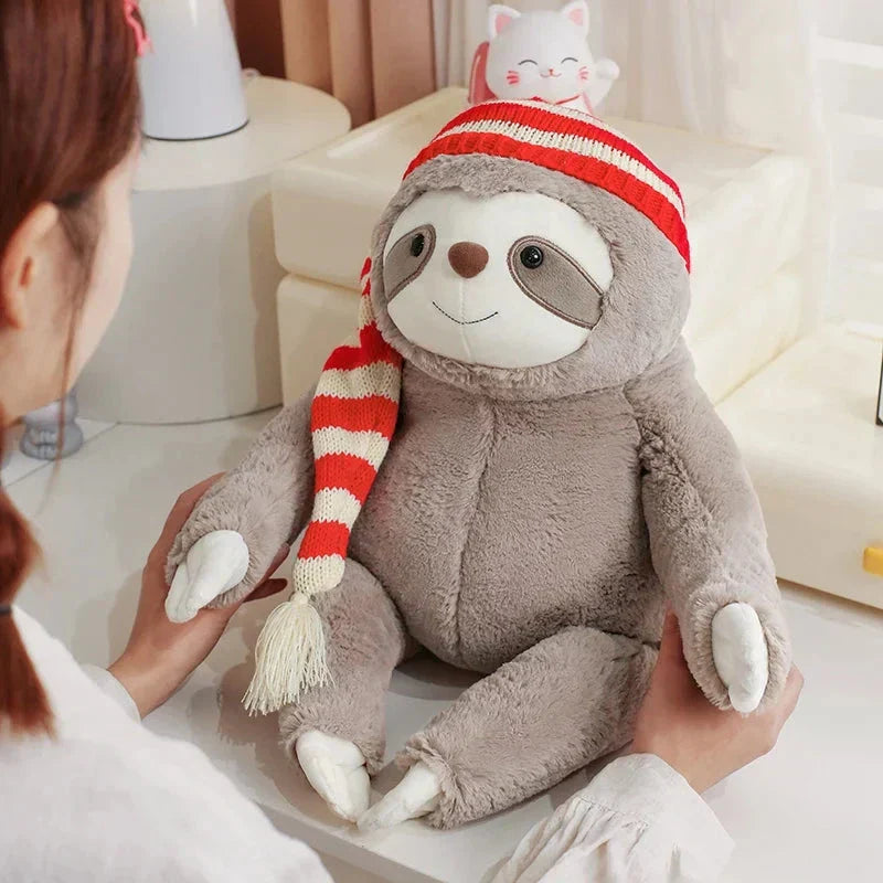 Cute Christmas Sloth Toy with Colorful Hat