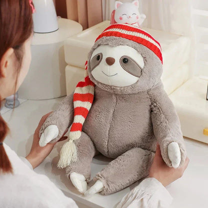 Cute Christmas Sloth Toy with Colorful Hat
