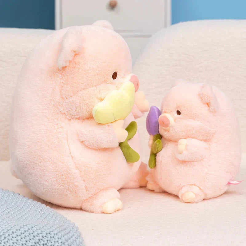 Cute Pig Plush Toy with Flower Gift