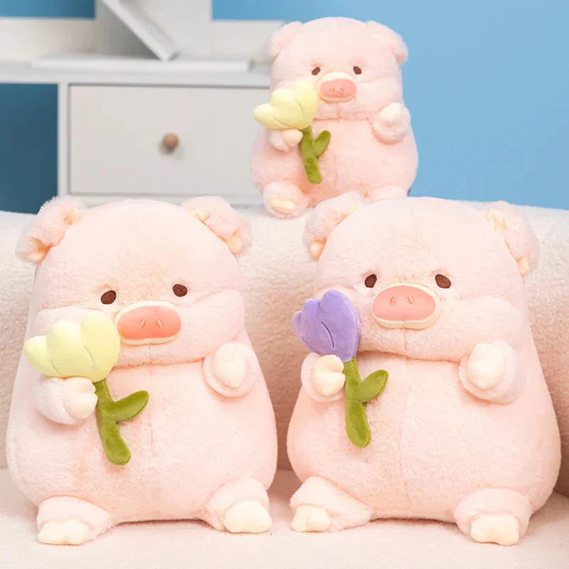 Cute Pig Plush Toy with Flower Gift