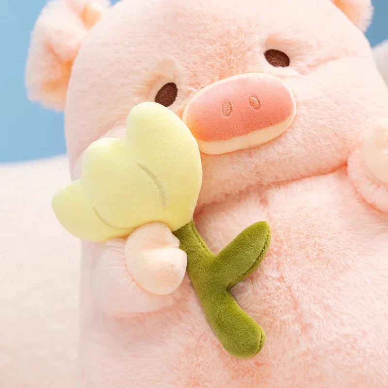 Cute Pig Plush Toy with Flower Gift