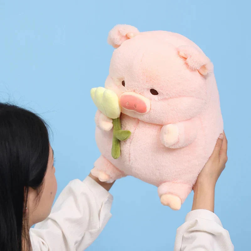 Cute Pig Plush Toy with Flower Gift