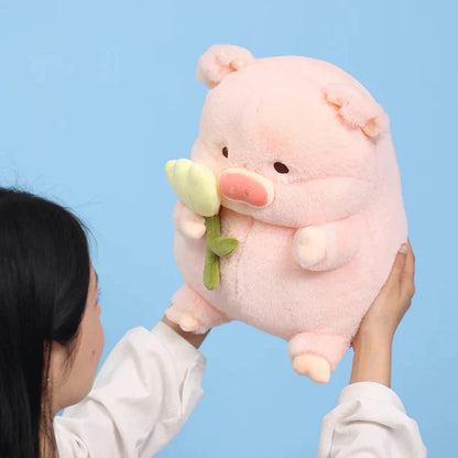 Cute Pig Plush Toy with Flower Gift