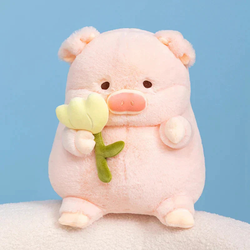 Cute Pig Plush Toy with Flower Gift