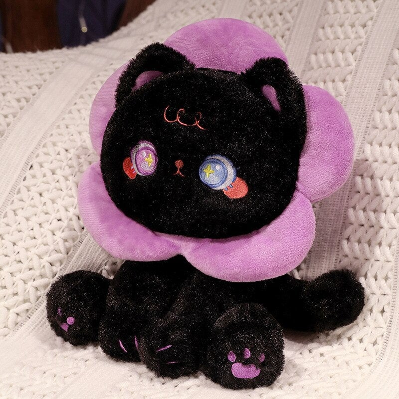 Cute Floral Black Cat Soft Plush Toys