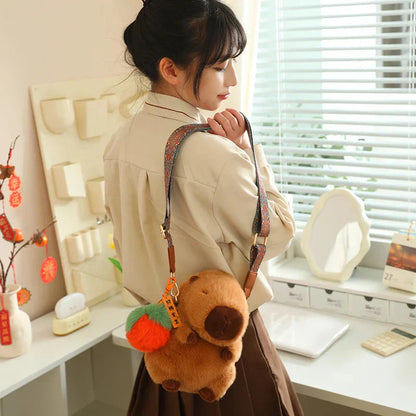 Cute Plush Capybara Toy with Adjustable Strap