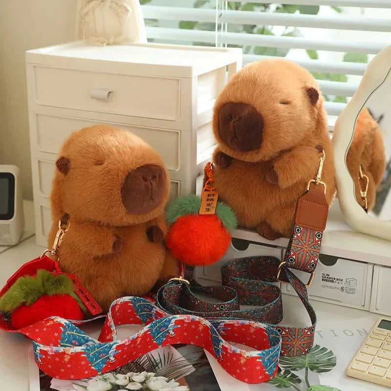 Cute Plush Capybara Toy with Adjustable Strap