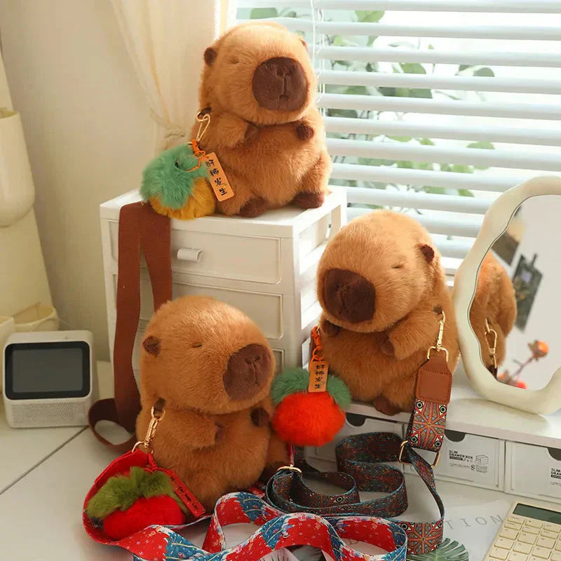 Cute Plush Capybara Toy with Adjustable Strap