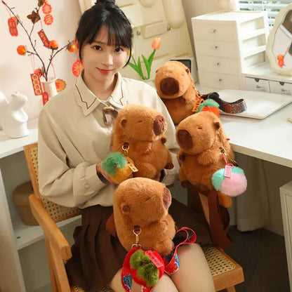 Cute Plush Capybara Toy with Adjustable Strap