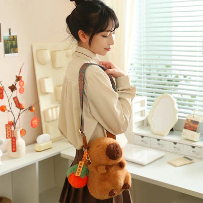 Cute Plush Capybara Toy with Adjustable Strap