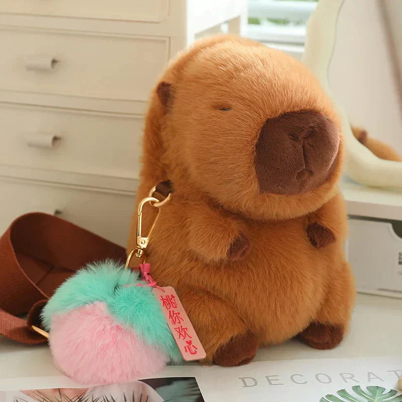 Cute Plush Capybara Toy with Adjustable Strap - Fesara