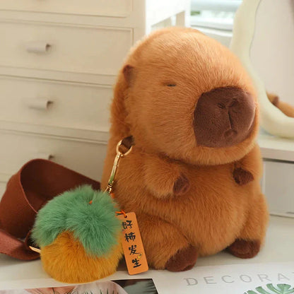 Cute Plush Capybara Toy with Adjustable Strap