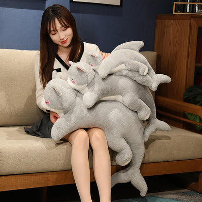 Cute Grey Cat Shark Stuffed Animal Toy