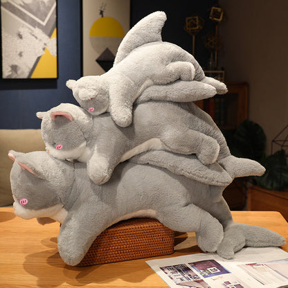 Cute Grey Cat Shark Stuffed Animal Toy