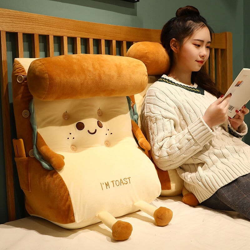 Soft Cute Bread Shaped Back Pillow