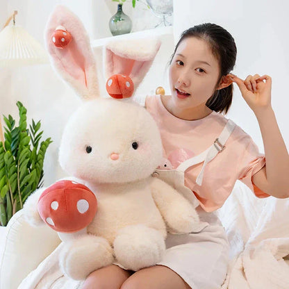 Cute White Bunny Mushroom Soft Toy