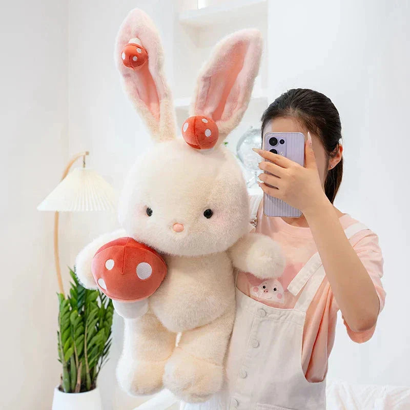 Cute White Bunny Mushroom Soft Toy
