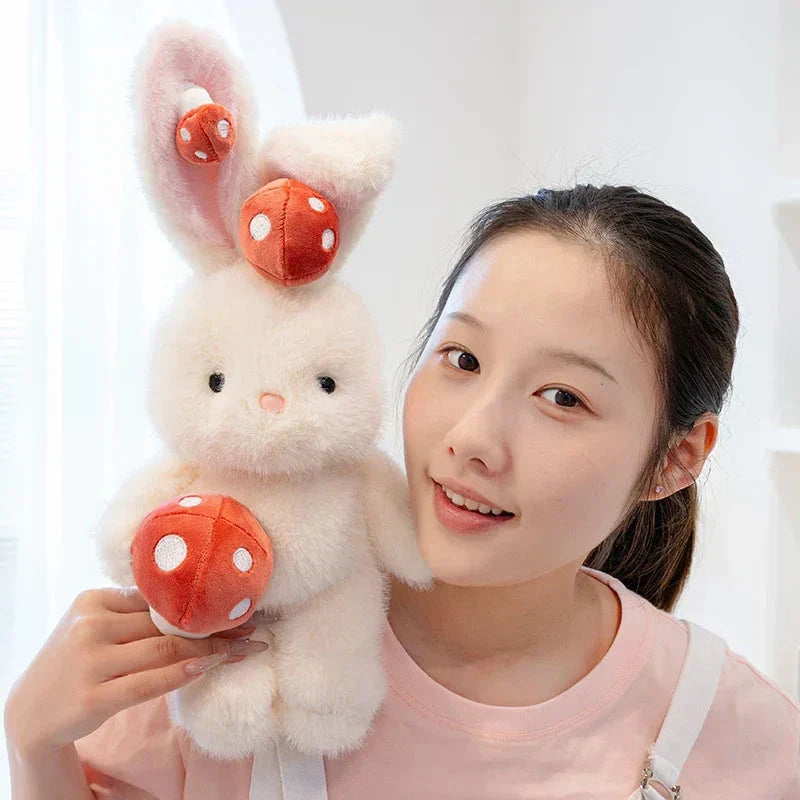 Cute White Bunny Mushroom Soft Toy