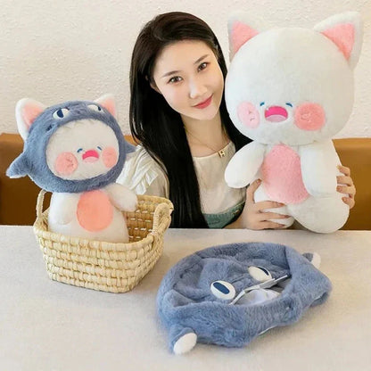 Cute White Kitty Shark Beanie Toy