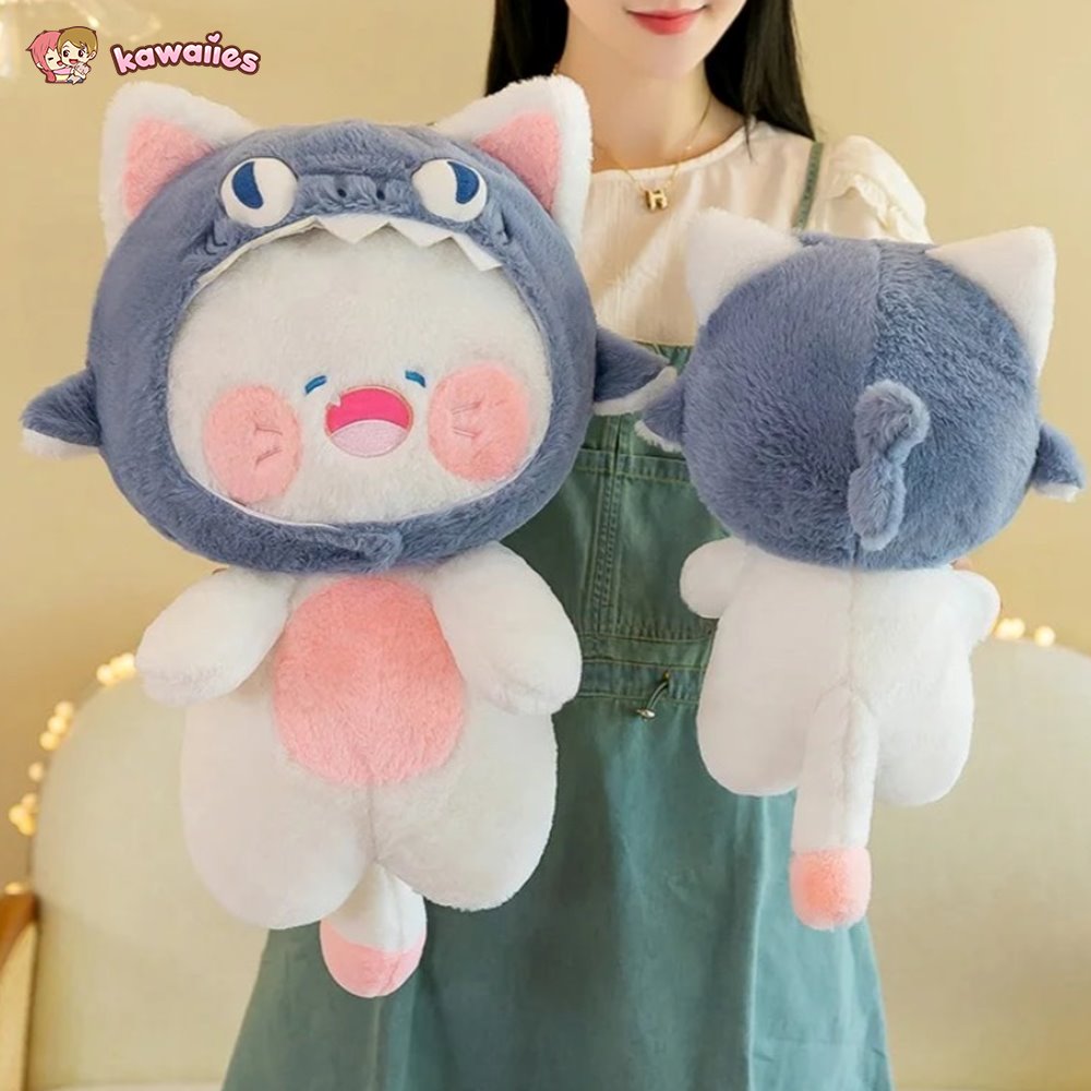 Cute White Kitty Shark Beanie Toy