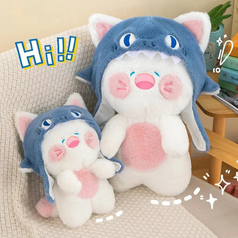 Cute White Kitty Shark Beanie Toy