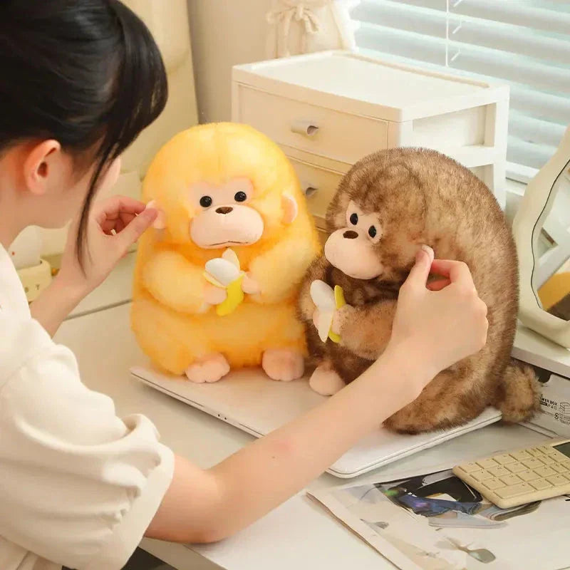 Cute Brown Monkey Soft Toy with Banana