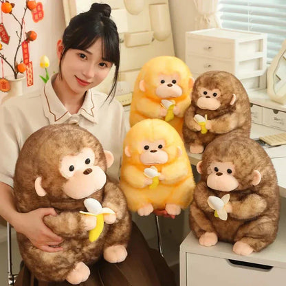 Cute Brown Monkey Soft Toy with Banana