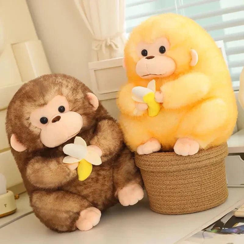 Cute Brown Monkey Soft Toy with Banana