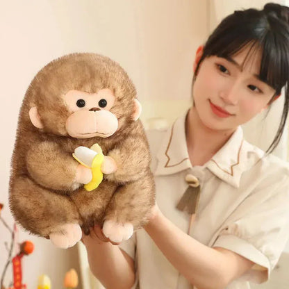 Cute Brown Monkey Soft Toy with Banana