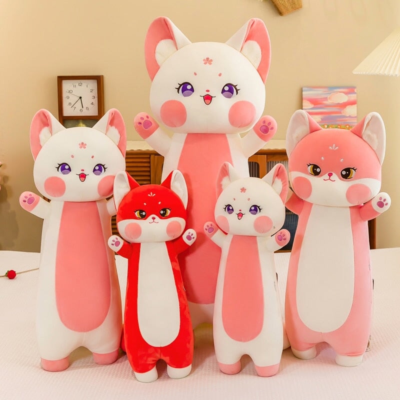 Soft Pink Cherry Blossom Fox Plush Toy