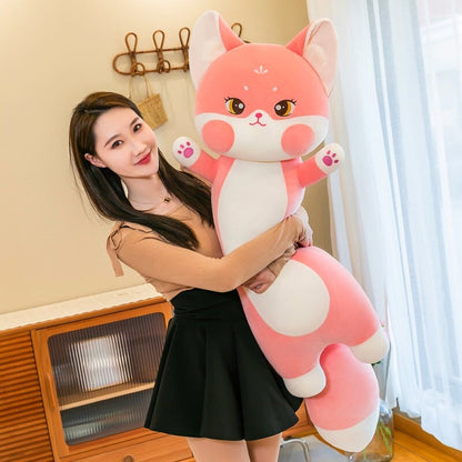 Soft Pink Cherry Blossom Fox Plush Toy