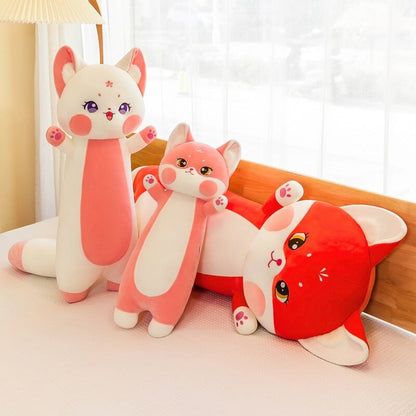 Soft Pink Cherry Blossom Fox Plush Toy