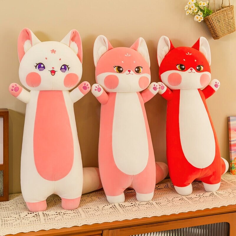 Soft Pink Cherry Blossom Fox Plush Toy