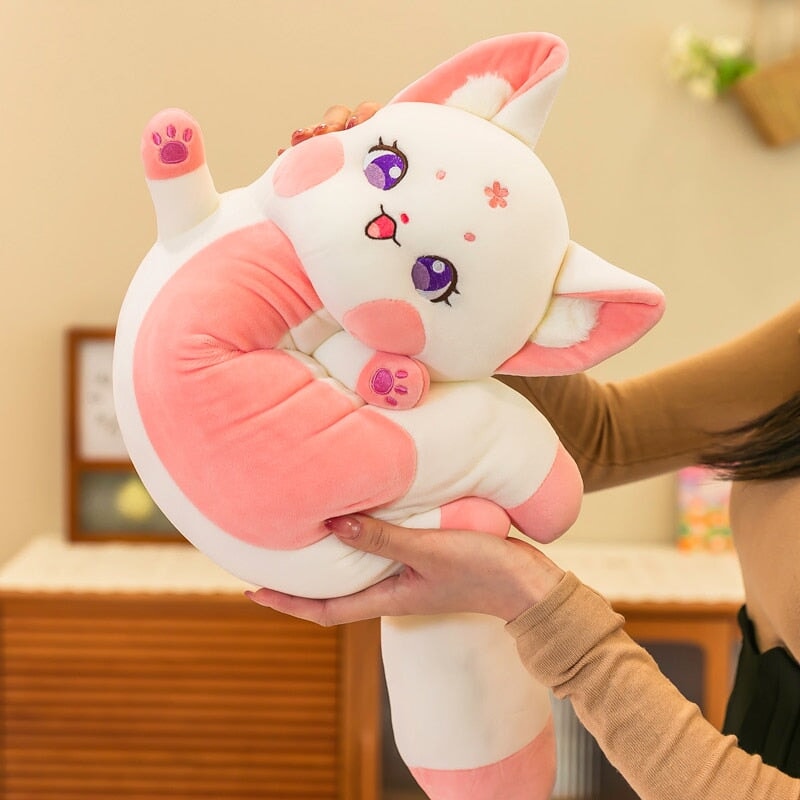 Soft Pink Cherry Blossom Fox Plush Toy