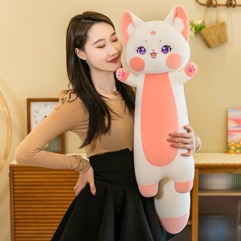 Soft Pink Cherry Blossom Fox Plush Toy