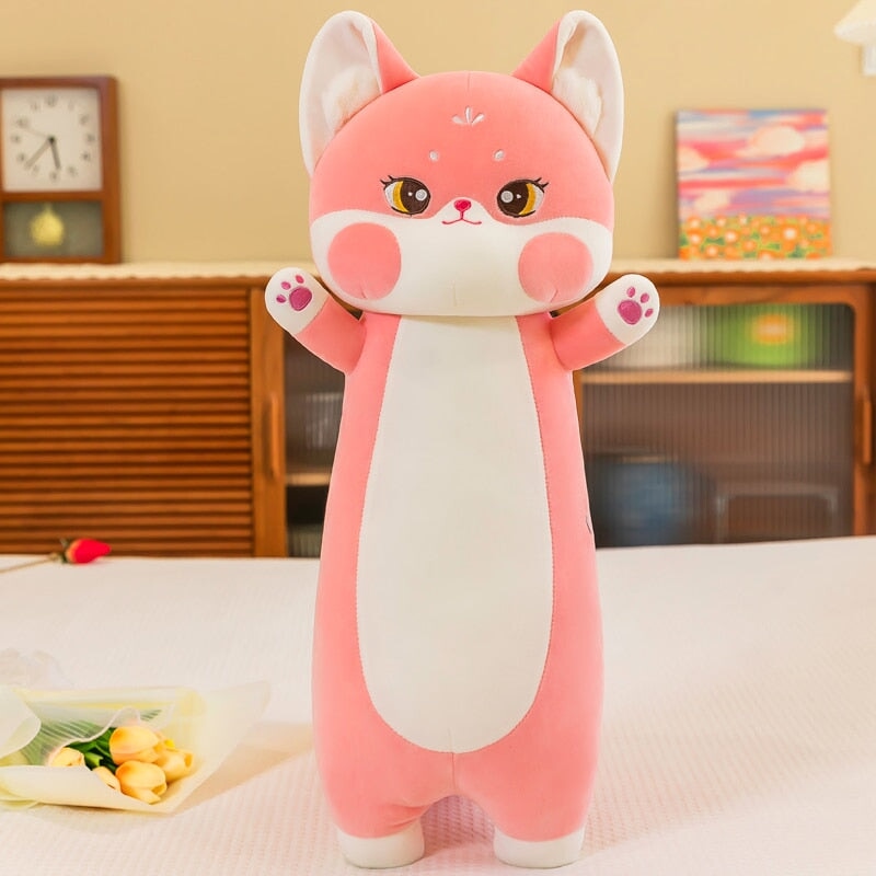 Soft Pink Cherry Blossom Fox Plush Toy
