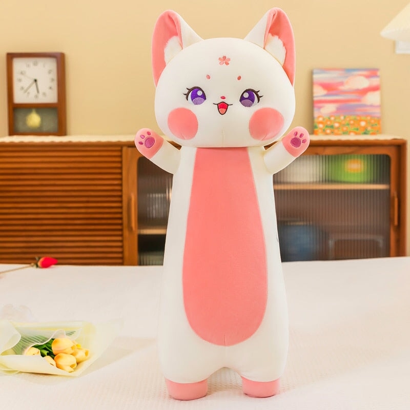 Soft Pink Cherry Blossom Fox Plush Toy