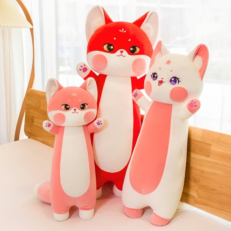 Soft Pink Cherry Blossom Fox Plush Toy