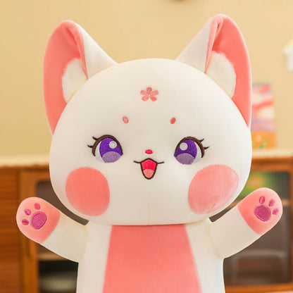 Soft Pink Cherry Blossom Fox Plush Toy